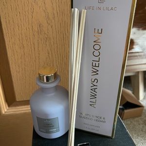 Life in Lilac Reed diffuser. White Spice & Sueded Cedar.